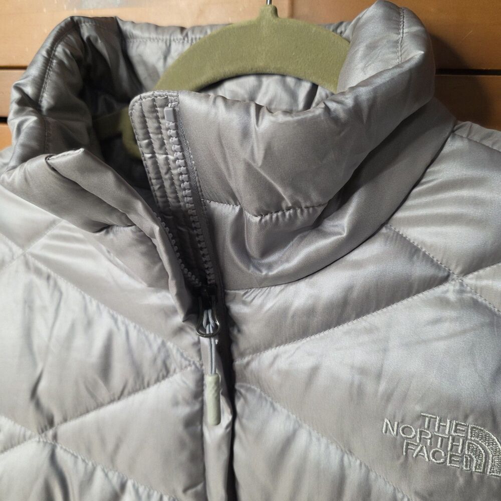North Face 550 Down Quilted Puffer Jacket Size XL Silver Goose Down Warm Winter - Picture 3 of 10